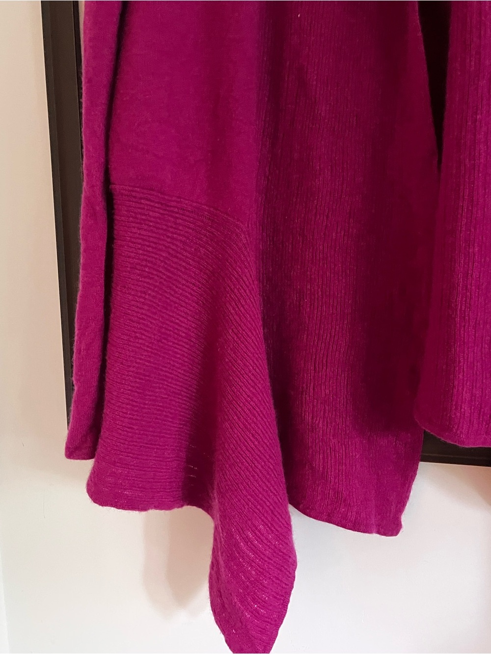 Fuschia 100% Cashmere Rino Rossi Asymmetrical Lagenlook Open Cardigan Cape OS - Picture 2 of 6